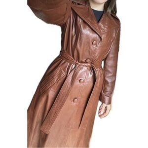 Women’s vintage leather trench coat